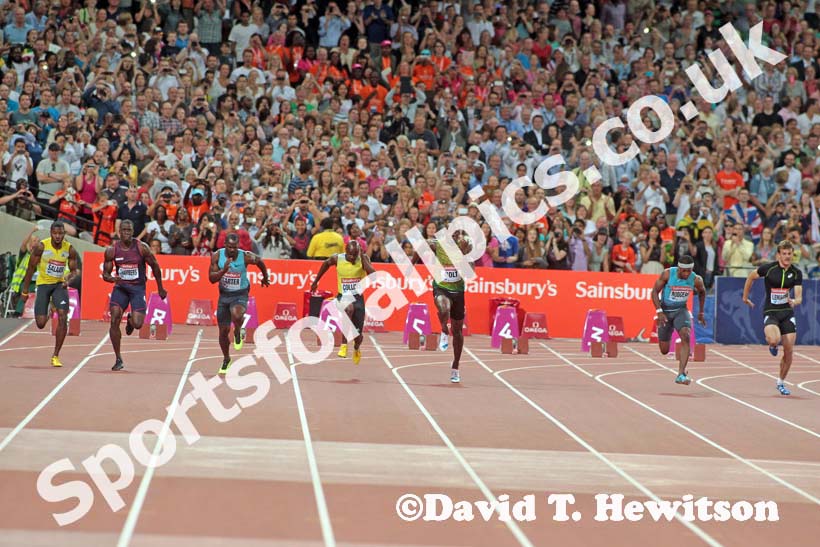 Usain Bolt, 100 metres,  2013 IAAF Diamond League, Sainsbury's Anniversary Games, Queen Elizabeth Olympic Park, London.